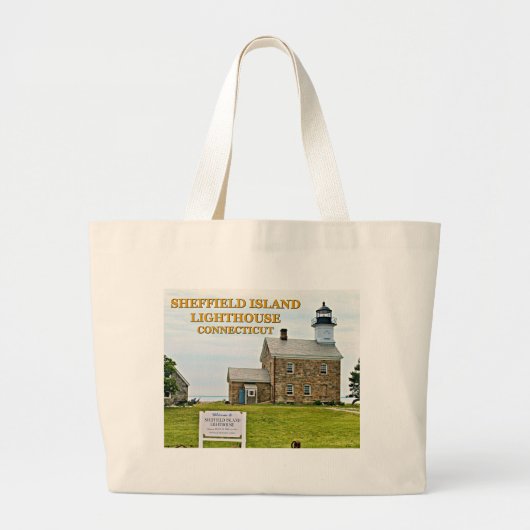 Sheffield Island Lighthouse, Connecticut Grote Tote Bag (Voorkant)