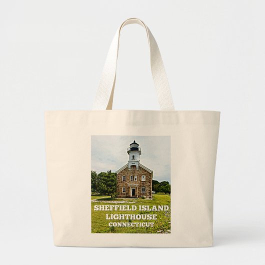Sheffield Island Lighthouse, Connecticut Grote Tote Bag (Voorkant)