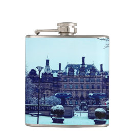 Sheffield Townhall, in de sneeuw Heupfles