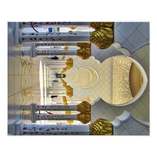 Sheik Zayed Grand Mosque Corridor Foto Afdruk (Voorkant)