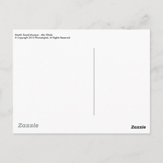 Sheik Zayed Mosque - Abu Dhabi Briefkaart (Achterkant)