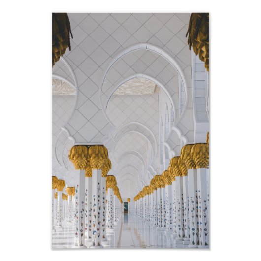 Sheikh Zayed Grand Mosque kolommen, Abu Dhabi Foto Afdruk (Voorkant)