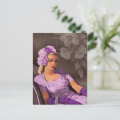 Sheila - Evening 1940 Draag in Lila en Taupe Briefkaart (Staand voorkant)