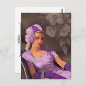 Sheila - Evening 1940 Draag in Lila en Taupe Briefkaart (Voorkant / Achterkant)