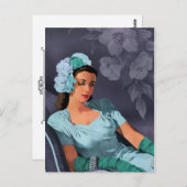 Sheila - Evening 1940 Draag in Turquoise en Blue Briefkaart (Voorkant / Achterkant)