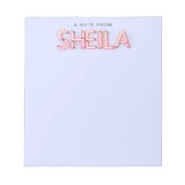 Sheila heet in gloeiende neonverlichting nieuwheid notitieblok (Voorkant)