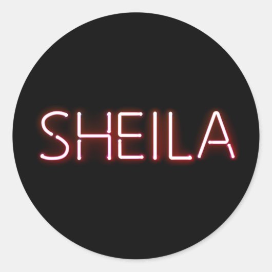 Sheila heet in gloeiende neonverlichting nieuwheid ronde sticker (Voorkant)