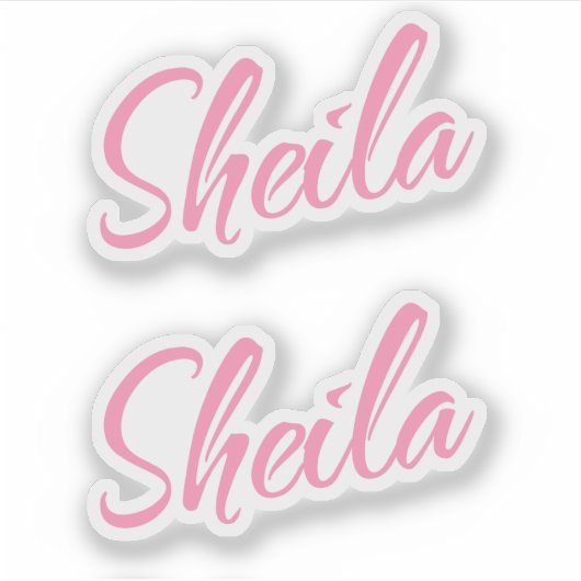 Sheila name roze cursief script letterteken x2 sticker (Voorkant)