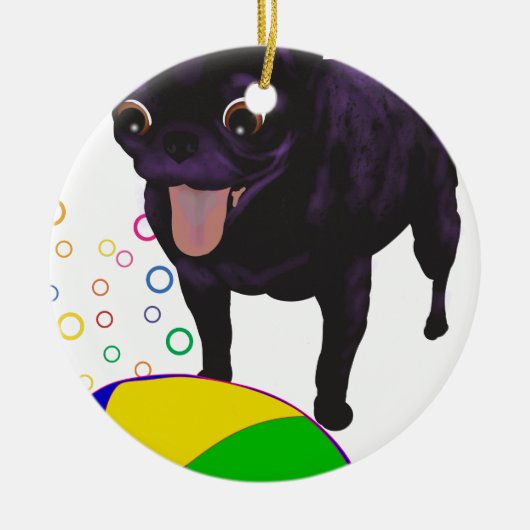 Sheila's Pug - Ball Love Keramisch Ornament (Voorkant)