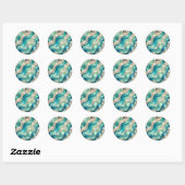 SHEKAR ~ GLANZEND Blauw Wit Abstract ~ Ronde Sticker (Vel)