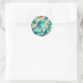 SHEKAR ~ GLANZEND Blauw Wit Abstract ~ Ronde Sticker (Tas)