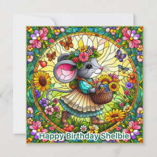 ~ SHELBIE ~ Gelukkige verjaardag ~ Muis en bloemen