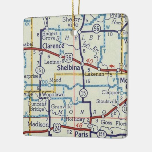 Shelbina MO  kaart Keramisch Ornament (Links)