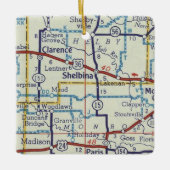 Shelbina MO kaart Keramisch Ornament (Voorkant)