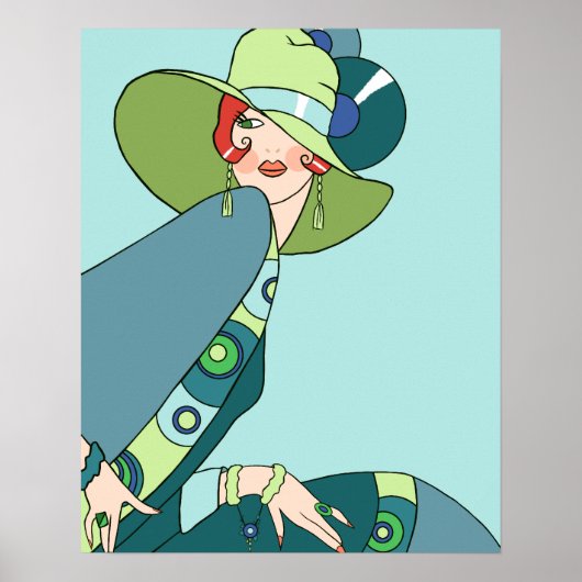 Shelby, 1920s Lady in Aqua and Teal Poster (Voorkant)