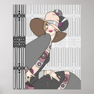 Shelby, 1920s Lady in Grey and Roos Poster