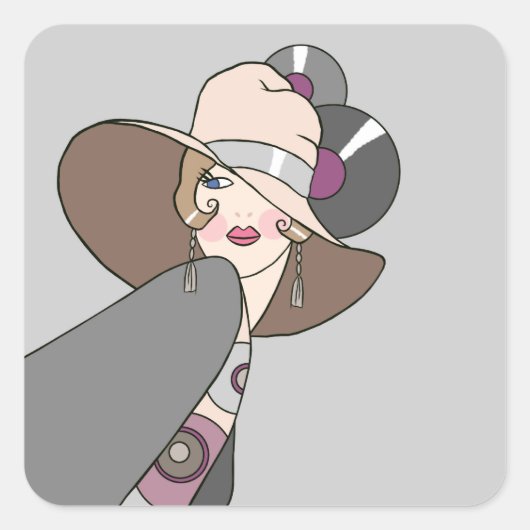 Shelby, 1920s Lady in Grey and Roos Vierkante Sticker (Voorkant)
