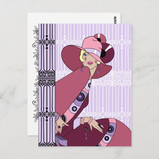 Shelby, 1920s Lady in Lavender and Wine Briefkaart (Voorkant / Achterkant)