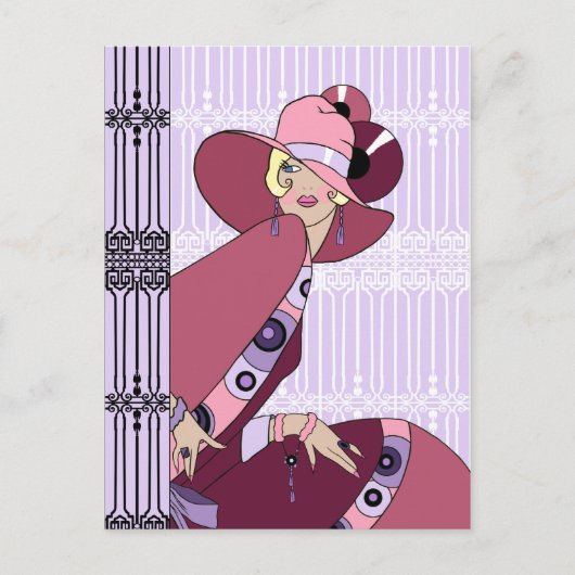 Shelby, 1920s Lady in Lavender and Wine Briefkaart (Voorkant)