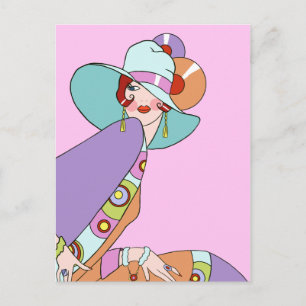 Shelby, 1920s Lady in Lila en Lavender Briefkaart