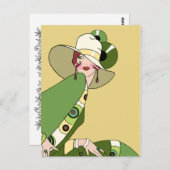 Shelby, 1920s Lady in Yellow and Olive Briefkaart (Voorkant / Achterkant)