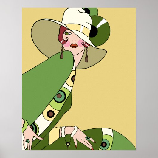 Shelby, 1920s Lady in Yellow and Olive Poster (Voorkant)