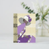 Shelby, 1930 Lady in Cream en Paars Briefkaart (Staand voorkant)