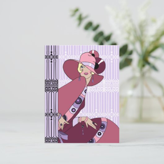 Shelby, 1930 Lady in Lavender and Wine Briefkaart (Staand voorkant)