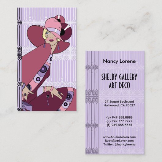 Shelby, 1930 Lady in Lavender and Wine Visitekaartje (Voorkant / Achterkant)