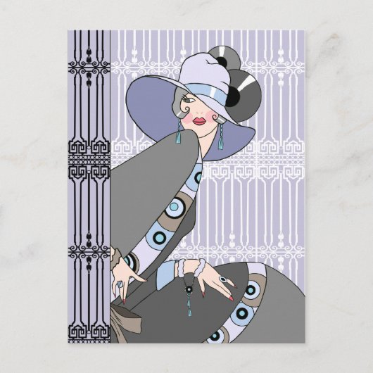 Shelby, 1930 Lady in Mauve en Grey Briefkaart (Voorkant)