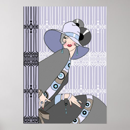 Shelby, 1930 Lady in Mauve en Grey Poster (Voorkant)