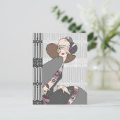 Shelby, 1930s Lady in Grey and Roos Briefkaart (Staand voorkant)