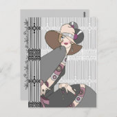 Shelby, 1930s Lady in Grey and Roos Briefkaart (Voorkant / Achterkant)