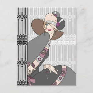 Shelby, 1930s Lady in Grey and Roos Briefkaart