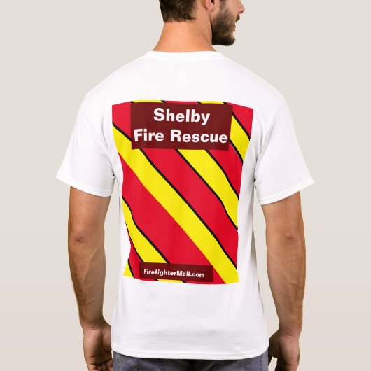 Shelby Fire Rescue Brandweerman Rood/Geel T-shirt (Achterkant)