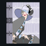 Shelby, jaren 20 Art Deco Lady in Mauve en Grey Poster<br><div class="desc">Shelby zit voor en naast een prachtige set kunstdeco-ironwork hekken. Ze draagt een eenvoudig pet,  trok over één oog en een kleurrijke jurk en jas met bijpassende sieraden.</div>