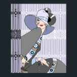 Shelby, jaren 20 Art Deco Lady in Mauve en Grey Poster<br><div class="desc">Shelby zit voor en naast een prachtige set kunstdeco-ironwork hekken. Ze draagt een eenvoudig pet,  trok over één oog en een kleurrijke jurk en jas met bijpassende sieraden.</div>