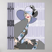 Shelby, jaren 20 Art Deco Lady in Mauve en Grey Poster (Voorkant)