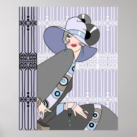 Shelby, jaren 20 Art Deco Lady in Mauve en Grey Poster (Voorkant)