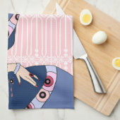 Shelby, jaren 20 Art Deco Lady in Roze en Blauw Theedoek (Quarter Fold)