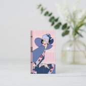 Shelby, jaren 20 Art Deco Lady in Roze en Blauw Visitekaartje (Staand voorkant)