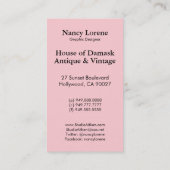 Shelby, jaren 20 Art Deco Lady in Roze en Blauw Visitekaartje (Achterkant)