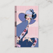 Shelby, jaren 20 Art Deco Lady in Roze en Blauw Visitekaartje (Voorkant)