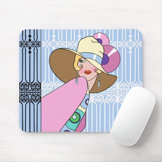 Shelby, jaren '30Dame in Blauw en Roze Muismat (Met muis)