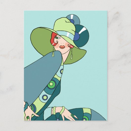 Shelby, Lady in Aqua, 1920 en Blauwgroen Briefkaart (Voorkant)