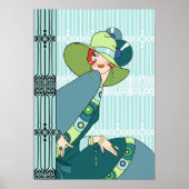 Shelby, Lady in Aqua, 1930 en Blauwgroen Poster (Voorkant)
