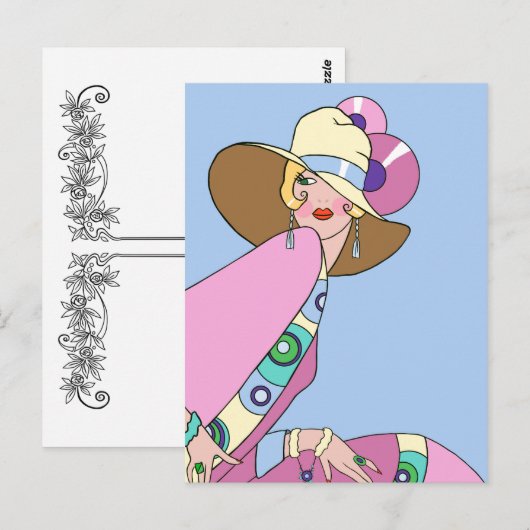 Shelby, Lady in Blue and Pink uit 1920 Briefkaart (Voorkant / Achterkant)