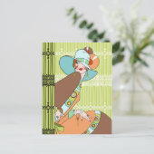 Shelby, Lady uit 1930 in Kiwi en Brown Briefkaart (Staand voorkant)