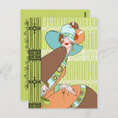 Shelby, Lady uit 1930 in Kiwi en Brown Briefkaart (Voorkant / Achterkant)