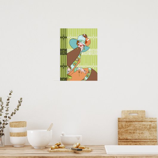 Shelby, Lady uit 1930 in Kiwi en Brown Poster (Keuken)